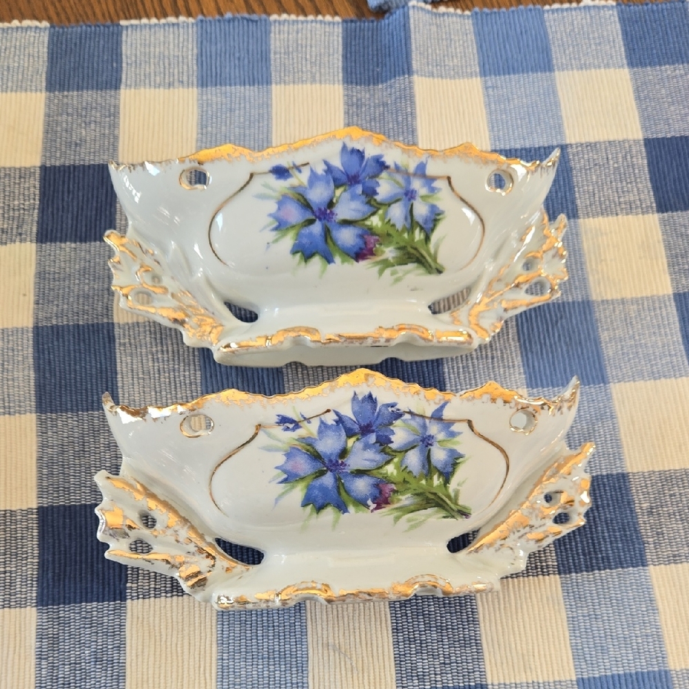 Floral Porcelain Decorative Dishes with Gold Trim